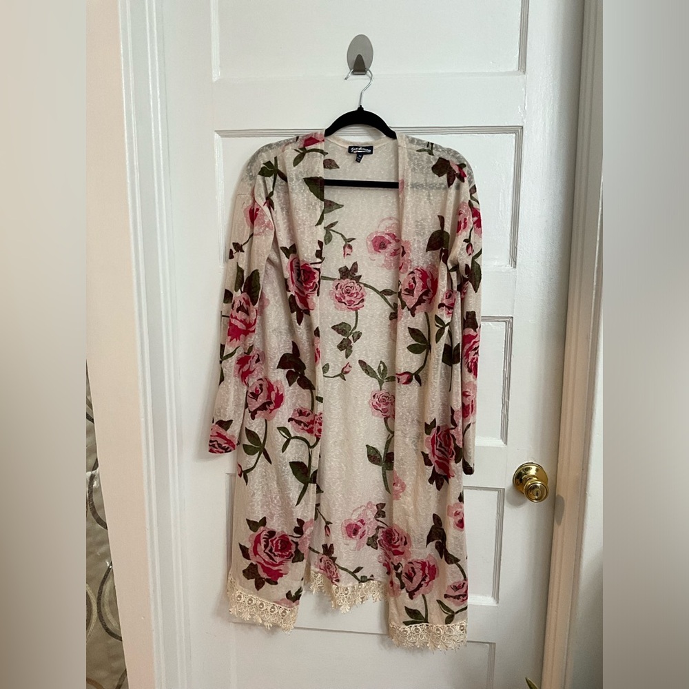 Women light floral long Duster